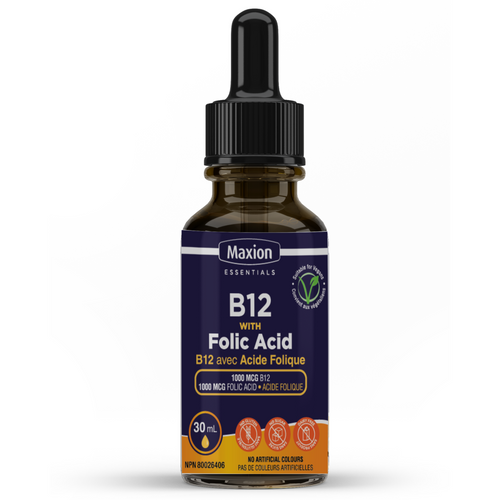 Max Vitamin B12 with Folic Acid - Essential for Energy Production and Improved Memory